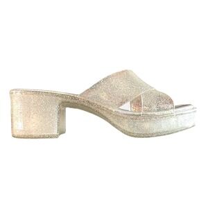 Jeffrey Campbell Clear Glitter Platform Sandals Slip On